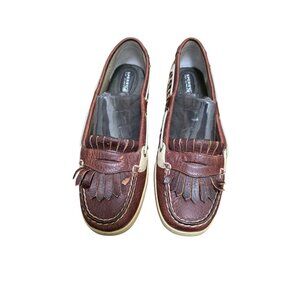 Sperry Women's Side Leopard Print & Brown Leather Loafers Size 11M Shoes